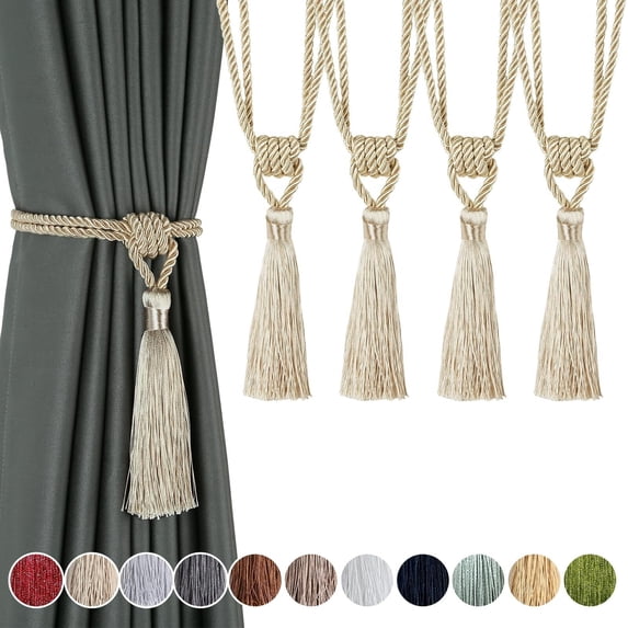 Curtain Tiebacks Tassel Tie-Backs, Rope Curtain tie Backs Handmade Curtain Holdbacks Made from Polyester