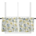 thumbnail image 1 of Curtain Tiers Valance, Blue Leaves Yellow Berries Floral Summer Farm Plant Print Rod Pocket Window Treatment Panels for Living Room, Kitchen, Bathroom, Bedroom, 2 Panels, 27.5" x 36", 1 of 5