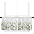 thumbnail image 1 of Curtain Tiers Valance, Wildflowers Spring Watercolor Flower Floral Print Plants Rod Pocket Window Treatment Panels for Living Room, Kitchen, Bathroom, Bedroom, 2 Panels, 27.5" x 24", 1 of 5