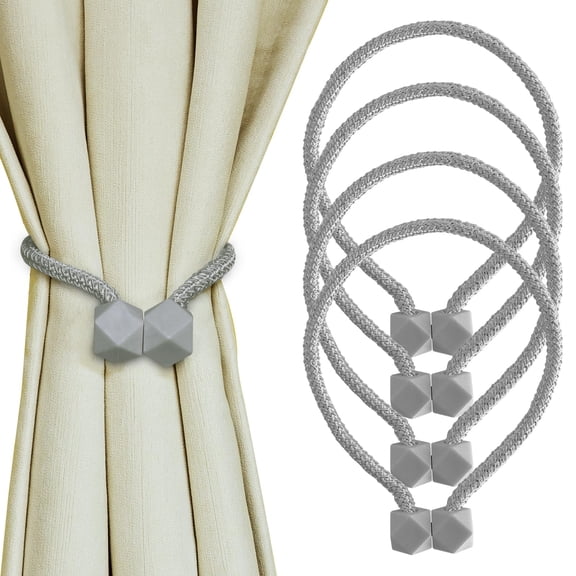 Curtain Ties Tiebacks,White Magnetic Tie Backs for Curtains Holders Holdbacks Magnet Drapes Hooks,4Pcs