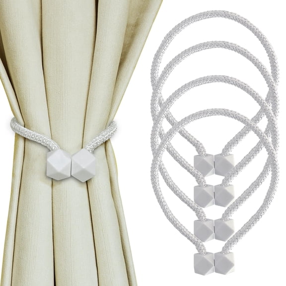 Curtain Ties Tiebacks,White Magnetic Tie Backs for Curtains Holders Holdbacks Magnet Drapes Hooks,4Pcs
