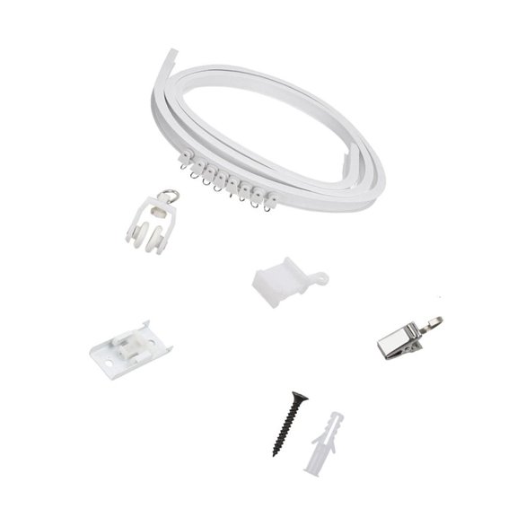 Quiet Glides Curtain Rails 5 Meter Bendable Track with Rollers and Metal Clip Set for Residential and Hospital Setting