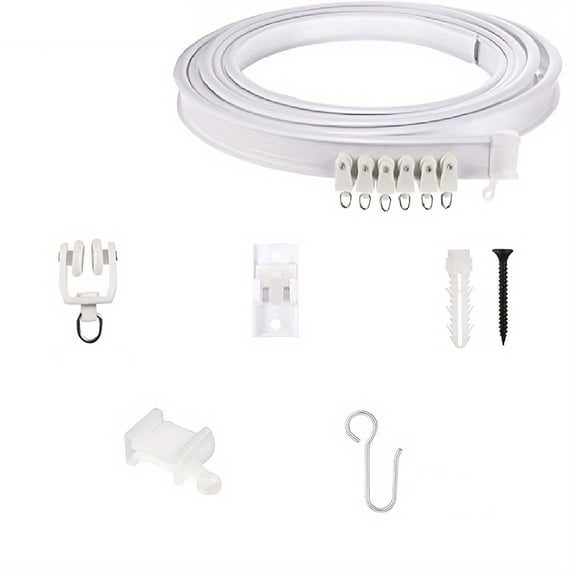 Curtain Track Bendable U-Shape Rail System for Custom Installation with Smooth Gliding and Metal Construction Includes 8 Rollers 3 Brackets Curtain Track for Versatile Windows