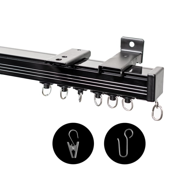 Curtain Track Black 6 FT Room Divider Ceiling Wall Mount