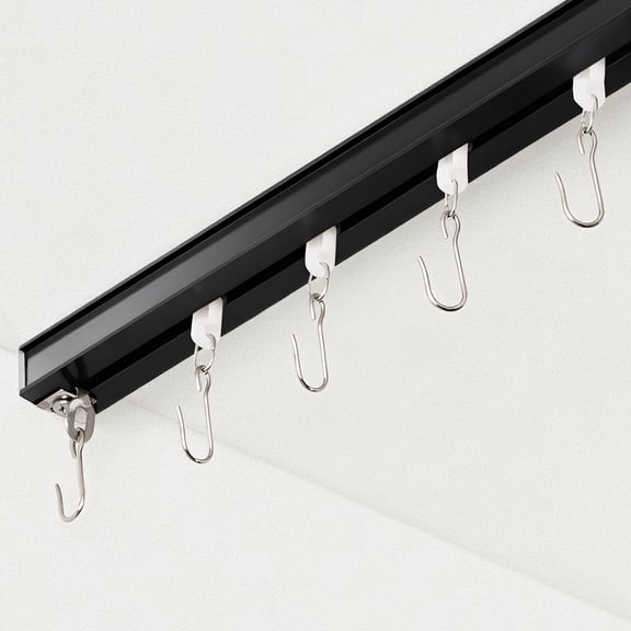 Curtain Track, Ceiling Curtain Track for Room Divider, Ceiling Mount Rail Set with Roller Hooks, White, 18ft - 24ft