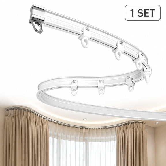 Curtain Track Rail Bendable 8.2 ft, Ceiling Wall Mount Curtain Rod with Silent Rollers, Curved Track for Bay Window Corner, White