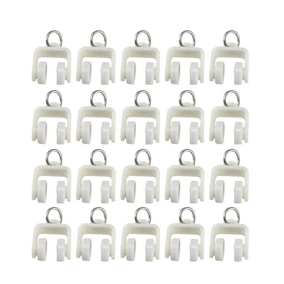 Curtain Track Rollers 13mm Dia Plastic White 100 Pack