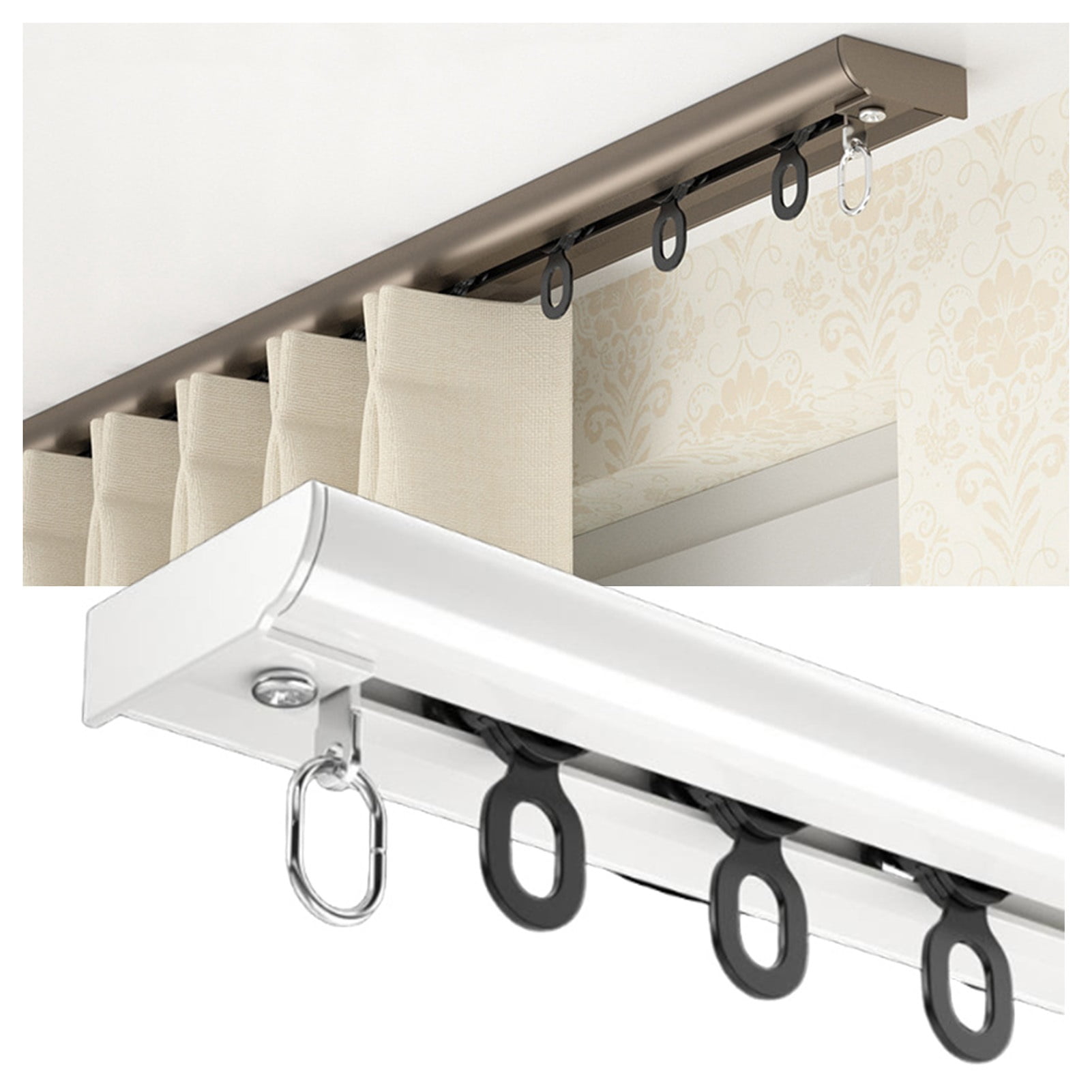 Curtain Track, Room Divider Curtain Rod, Thick and Heavy Aluminum Curtain Tracks with Roller for Windows, Living Room, Bedroom