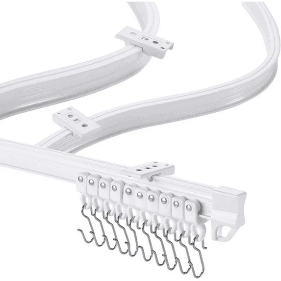 Curtain Track System, 3 Meters/ 9.8 Ft Bendable Ceiling Curtain Track, Curved Shower Curtain Rod, White