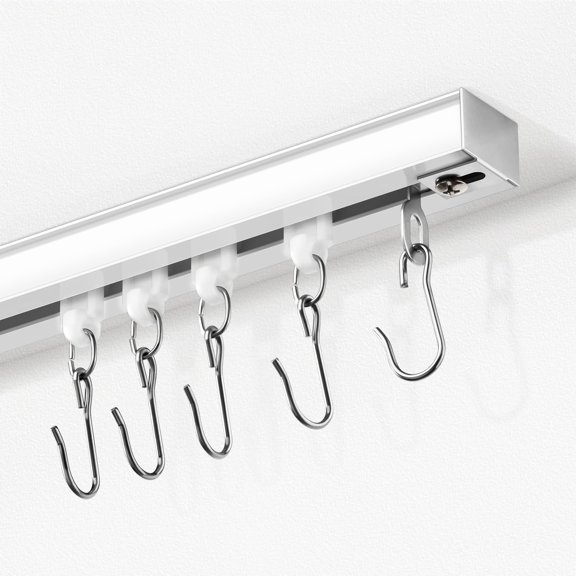 Curtain Track White 3ft - 6ft Ceiling/Wall Mount Room Divider Rail Set