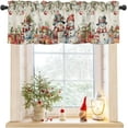 thumbnail image 1 of Curtain Valance, Christmas Snowman Poinsettia Gift Leaves Snowflake Holly Pinecone Winter Vintage Rod Pocket Valance Short Window Decor Curtains for Kitchen Bathroom Bedroom,1 Panel 54" x 18", 1 of 6