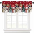 thumbnail image 1 of Curtain Valance, Christmas Snowman Snowflake Holly Winter Scarf Red Background Rod Pocket Valance Short Window Decor Curtains for Kitchen Bathroom Bedroom,1 Panel 54" x 18", 1 of 6