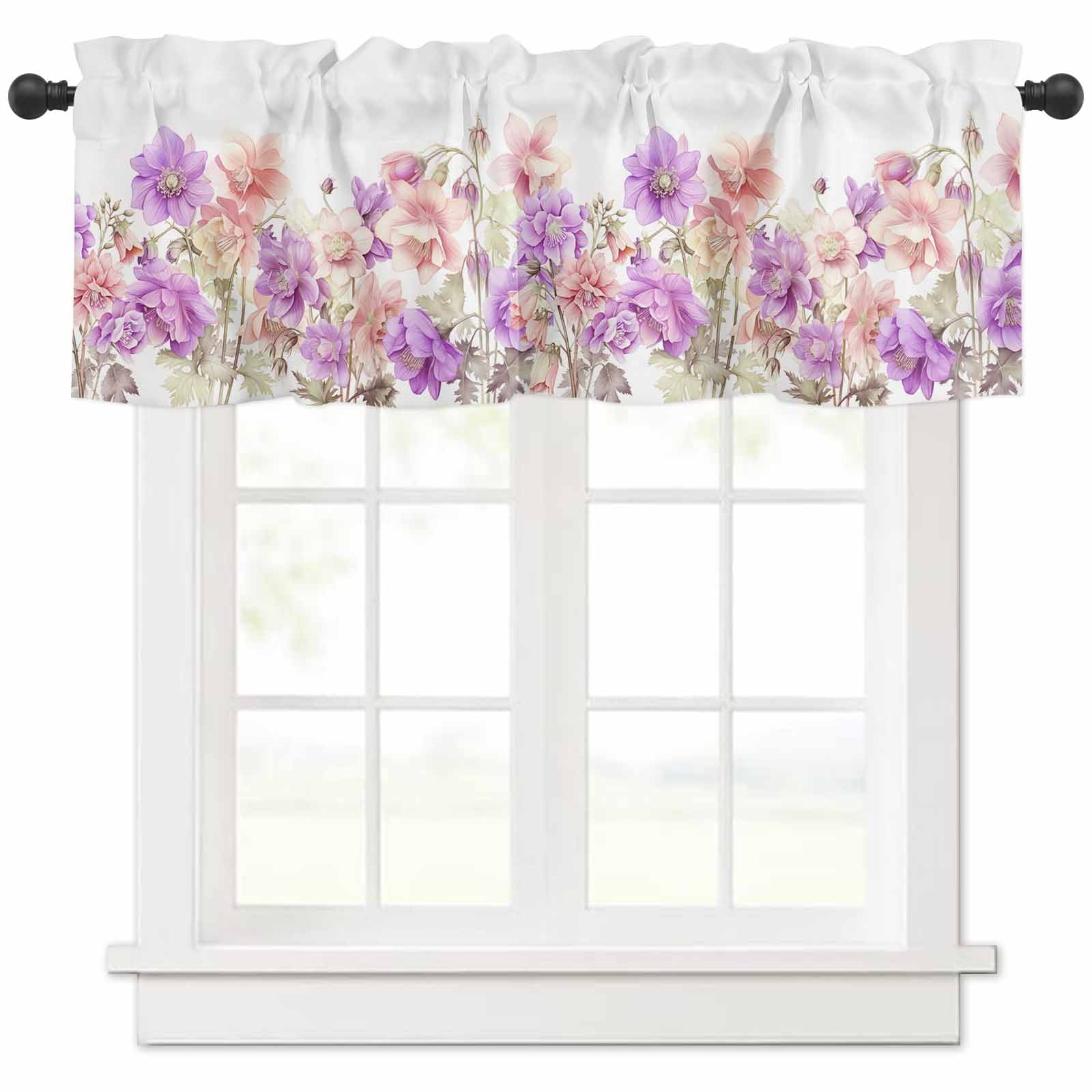 Curtain Valance, Spring Summer S Floral Leaves Country Minimalist ...