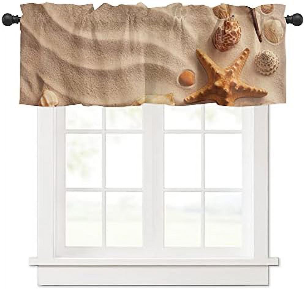 Curtain Valance Tropical Beach Sand and Seashell Starfish Life Conch