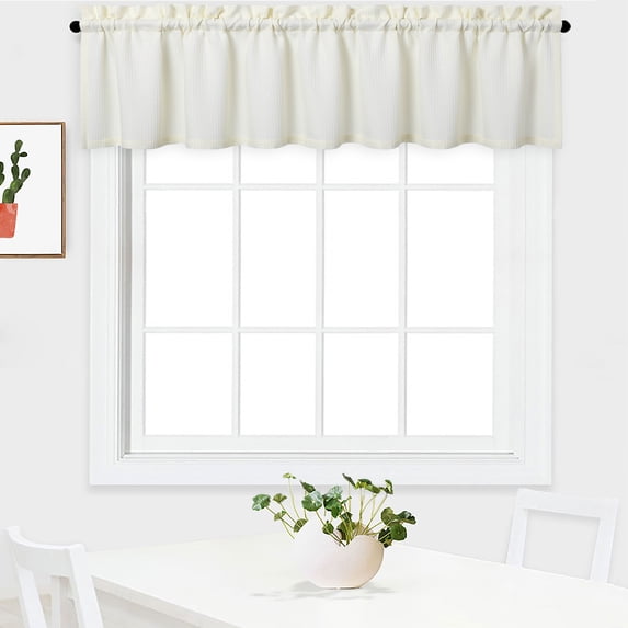 Curtain Valance,Waffle Weave Waterproof Window Valance for Bathroom,Rod Pocket Tailored Kitchen Valance Curtain Cafe Curtains