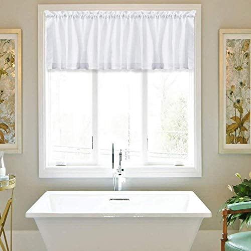 Curtain Valance,Waffle WeaveWindow Valance for Bathroom,Rod Pocket Tailored Kitchen Valance ...