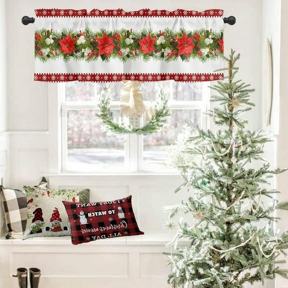 Curtain Valance, Wildflowers Spring Watercolor Flower Floral Print Plants Short Rod Pocket Window Treatment for Living Room, Bedroom, Kitchen, Bathroom, 1 Panel, 54" W x 18" L