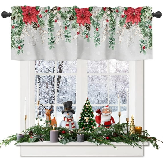 Curtain Valance, Wildflowers Spring Watercolor Flower Floral Print Plants Short Rod Pocket Window Treatment for Living Room, Bedroom, Kitchen, Bathroom, 1 Panel, 54" W x 18" L