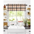 thumbnail image 1 of Curtain Valance for Windows Abstract Orange Tartan Lines Kitchen Valances Rod Pocket Short Curtains,Black and White Stripes Lattice Art Window Treatment Panel for Living Room Bathroom Bedroom, 1 of 1