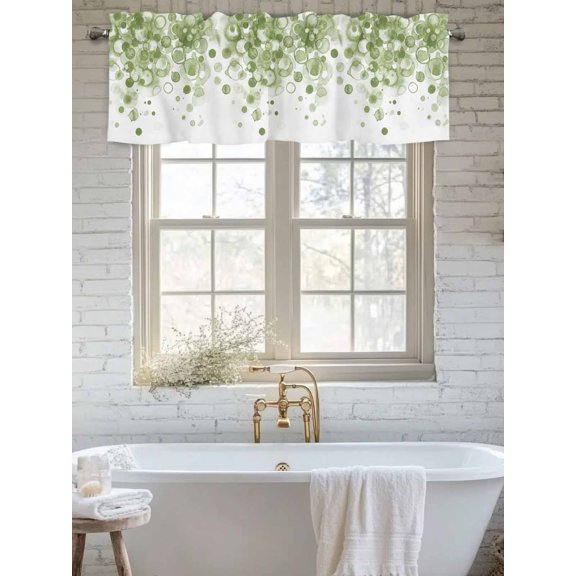 Curtain Valance for Windows, Abstract Polka Dot Minimalist Art Kitchen Valances Rod Pocket Short Curtains, Sage Green Ink Points Window Valance for Bedroom Bathroom Living room 56x16in