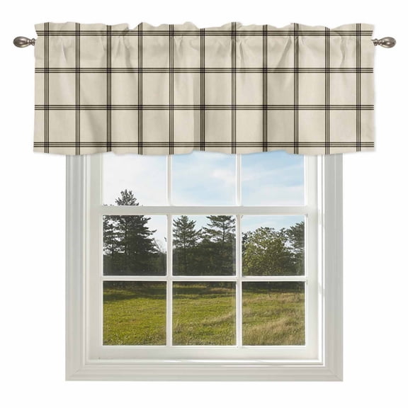 Curtain Valance for Windows Black Stripes Kitchen Curtain Valances Vintage Graffiti Plaid Valances Window Treatments Short Curtains for Kitchen Living Room Bedroom Bathroom Home Decor 54x18 Inch