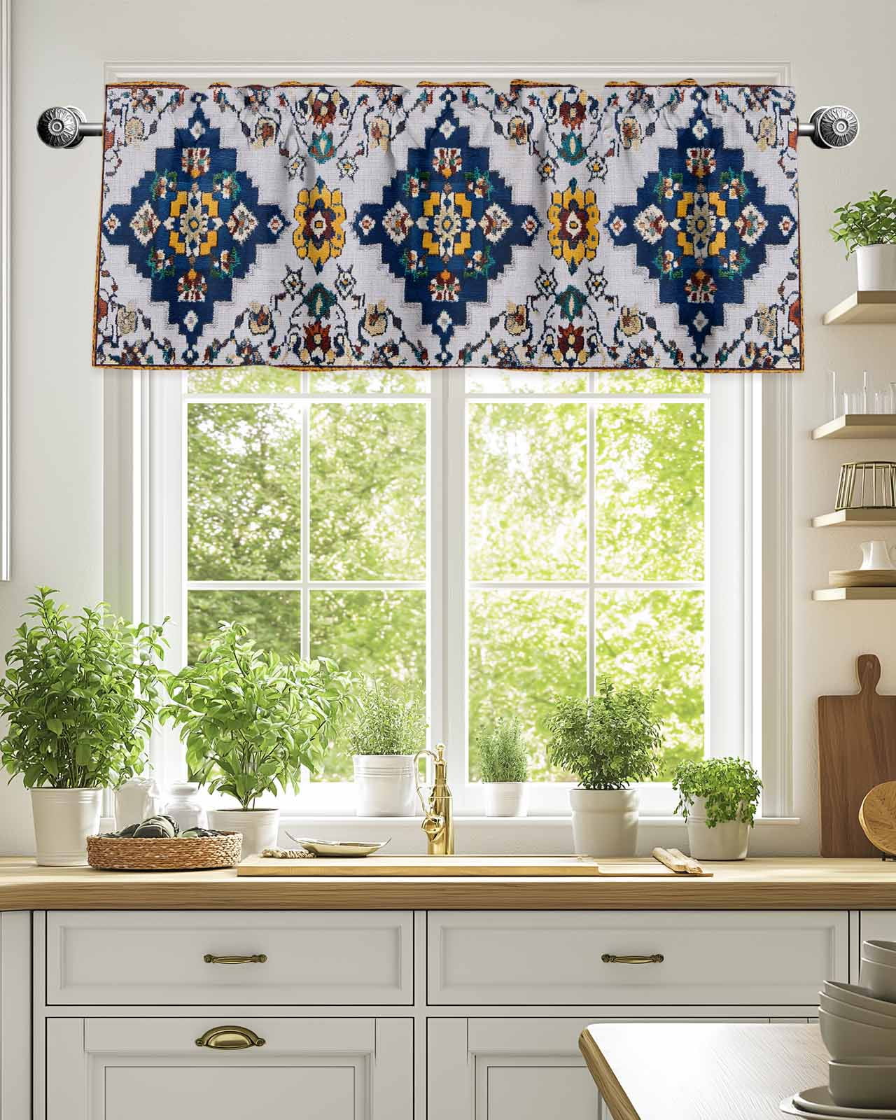 Picture Idea: Curtain Valance For Windows Bohemian Ethnic Style Kitchen Valances Rod