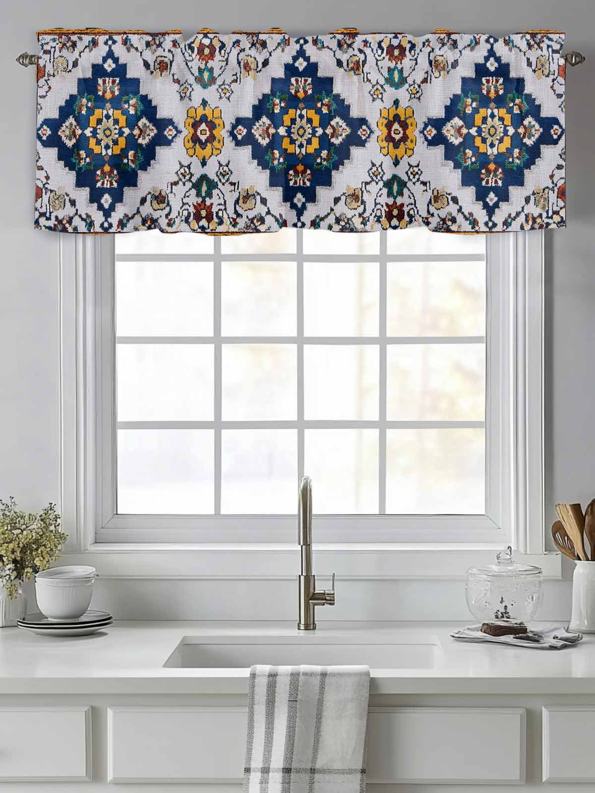 Visual Reference: Curtain Valance For Windows Bohemian Ethnic Style Kitchen Valances Rod