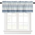 thumbnail image 1 of Curtain Valance for Windows Boho Rod Pocket Valance Window Treatments 1 Panel Bohemian Geometric Stripes Teal Grey Short Curtains for Kitchen Windows Bathroom Bedroom 54 x 18 inch Blue, 1 of 6