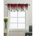 Curtain Valance for Windows Christmas Gnome Snow Tree Birds Kitchen
