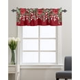 thumbnail image 1 of Curtain Valance for Windows Christmas Poinsettia Eucalyptus Leaves Burgundy Red Kitchen Valances Rod Pocket Short Curtains,Pine Cone Berry Window Treatment Panel for Living Room Bathroom 42x12in, 1 of 7