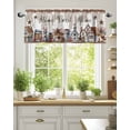 thumbnail image 1 of Curtain Valance for Windows,Country Star Farmhouse Home Kitchen Valances Rod Pocket Short Curtains,Retro Brown Wood Board Window Treatment Panel for Bedroom Bathroom 42"x18", 1 of 7