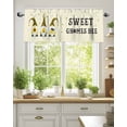 thumbnail image 1 of Curtain Valance for Windows,Farm Dwarf Sweet Gnome Bee Watercolor Yellow Stripes Kitchen Valances Rod Pocket Short Curtains,Pastoral Flower Black Lines Window Treatment Panel for Bedroom 54"x18", 1 of 7