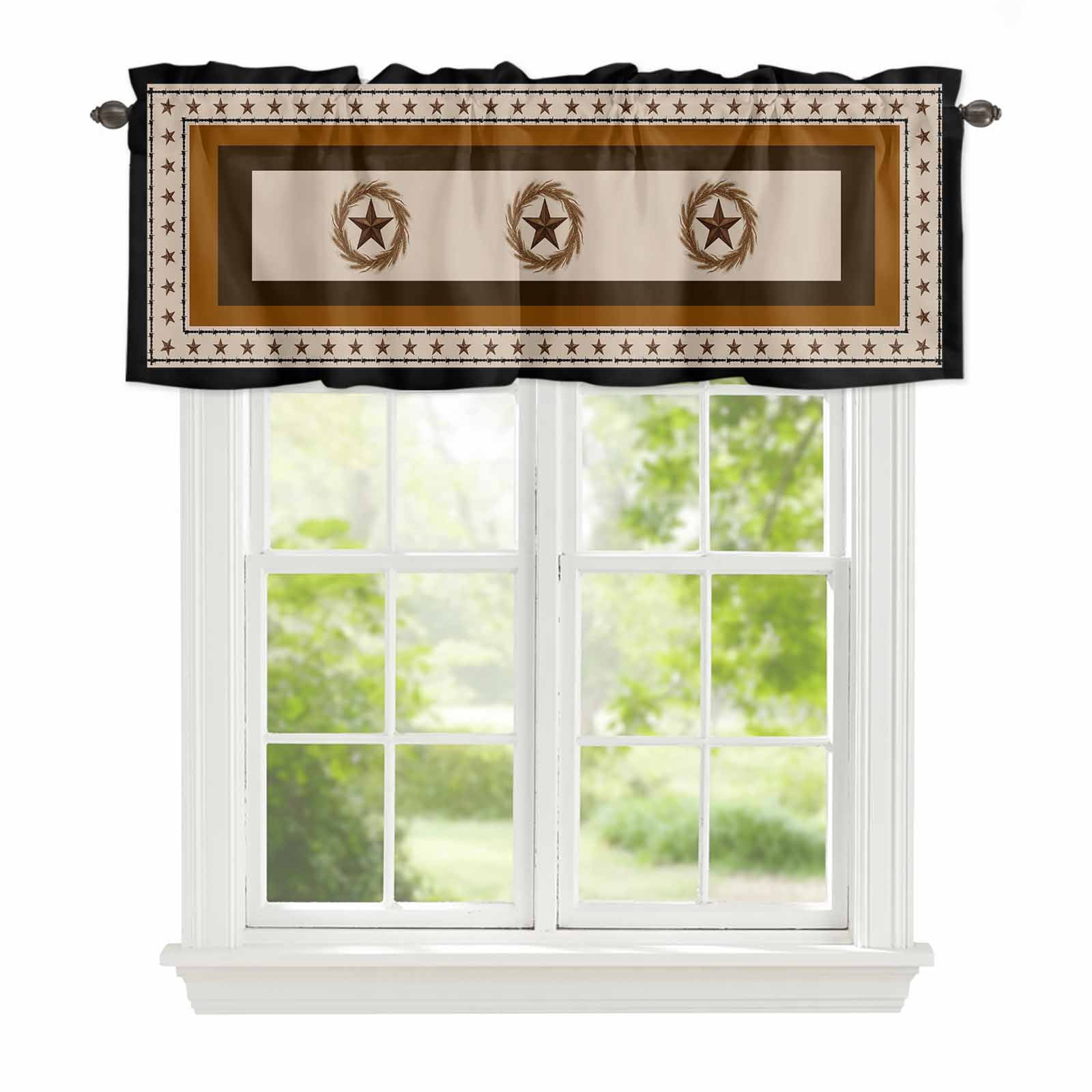 Window Square Valance Curtain Valance for Windows, Farm Retro Western Star Wheat Kitchen ...