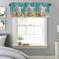 thumbnail image 1 of Curtain Valance for Windows, Farm Spring Flower Pig Butterfly Kitchen Valances Rod Pocket Short Curtains, Rustic Retro Teal Wood Grain Window Valance for Bedroom Bathroom Living room 42x18in, 1 of 9