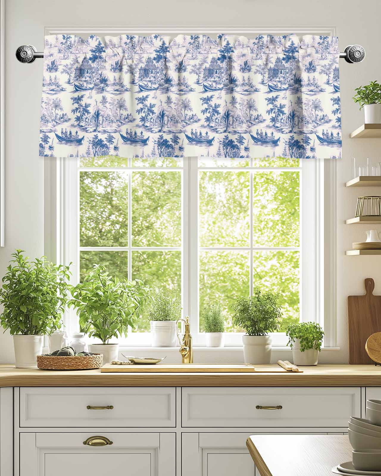 Curtain Valance for Windows,Garden House Boat Chinese Style Kitchen ...