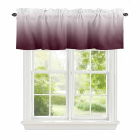 Curtain Valance for Windows, Gradient Claret and White Color Kitchen Valances Rod Pocket Short Curtains, Minimalist Window Valance for Bedroom Bathroom Living room 42x12in