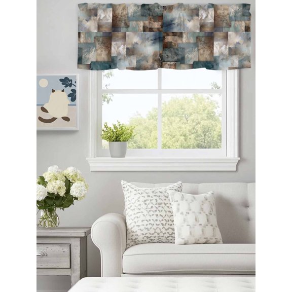 Curtain Valance for Windows,Gradient Color Block Abstract Art Kitchen Valances Rod Pocket Short Curtains,Twisted Line Modern Style Window Treatment Panel for Bedroom Bathroom 60"x18"