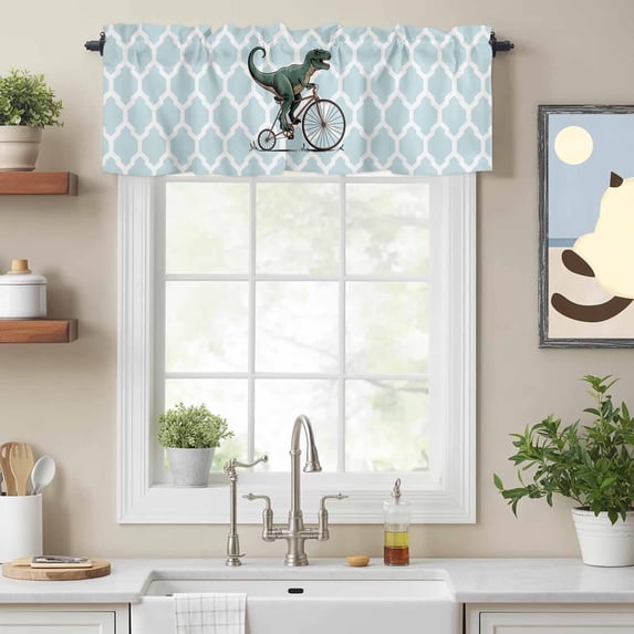 Curtain Valance for Windows, Green Dragon Bicycle Kitchen Valances Rod ...