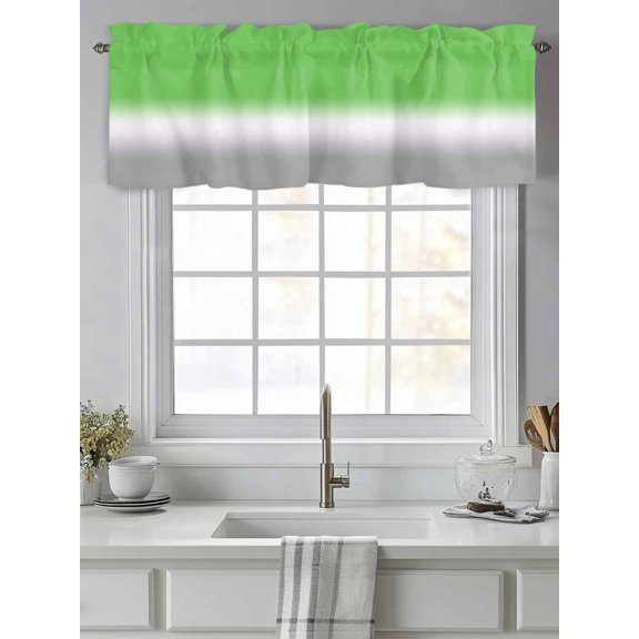 Curtain Valance for Windows,Green Grey White Kitchen Valances Rod Pocket Short Curtains,Farm Gradient Art Window Treatment Panel for Bedroom Bathroom 42"x12"