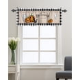 thumbnail image 1 of Curtain Valance for Windows Halloween Orange Pumpkin Ghost Face Black Cat Kitchen Valances Rod Pocket Short Curtains,Trick or Treat Black Buffalo Check Window Treatment Panel for Living Room 60x18in, 1 of 7