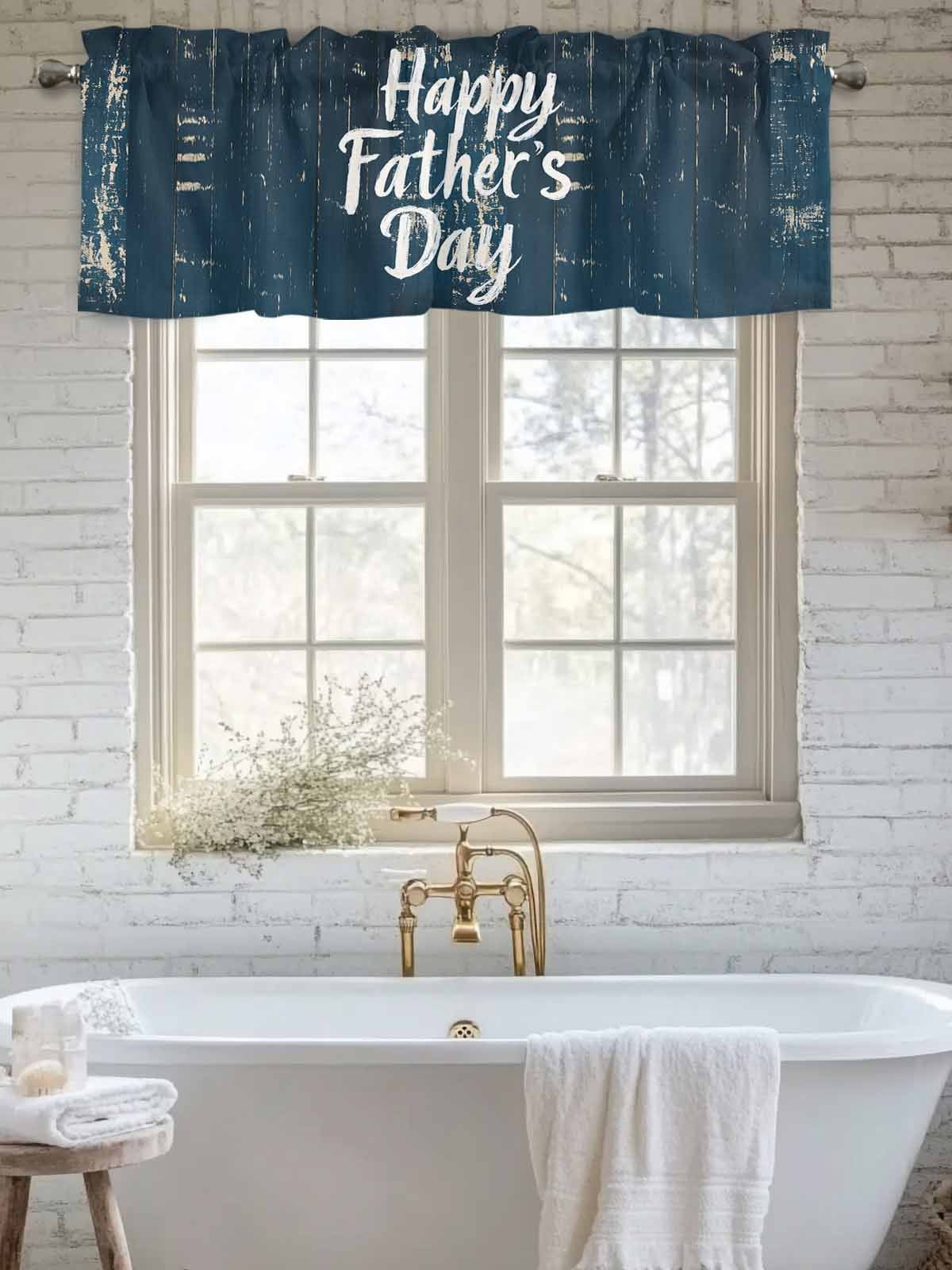 Curtain Valance for Windows, Happy Father's Day Quote Wood Kitchen ...