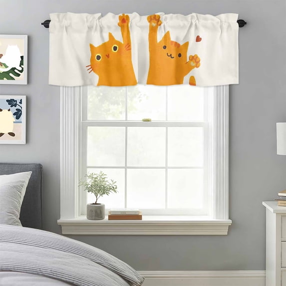 Curtain Valance for Windows, Japanese Lovely Cats Kitchen Valances Rod ...