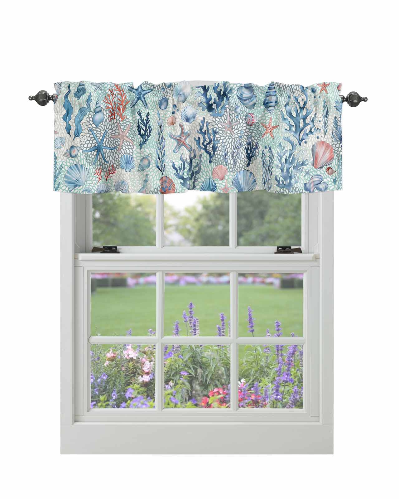 Curtain Valance for Windows Marine Life Rod Pocket Valance Window