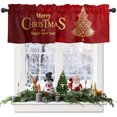 Curtain Valance for Windows Merry Christmas Tree Glow Diamond Kitchen