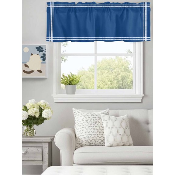 Curtain Valance for Windows,Minimalism Solid Navy Blue Kitchen Valances Rod Pocket Short Curtains,Modern Pure Color Art Window Treatment Panel for Bedroom Bathroom 60x18in