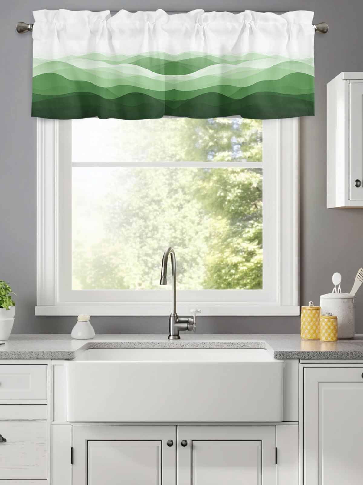 Curated visual reference: Picture Idea: Curtain Valance For Windows Minimalist Geometric Stripe Art Kitchen Valances