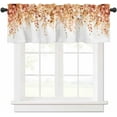 thumbnail image 1 of Curtain Valance for Windows Orange Eucalyptus Rod Pocket Valance Window Treatments 1 Panel Watercolor Leaves Short Curtains for Kitchen Windows Bathroom Bedroom 54x18in, 1 of 6