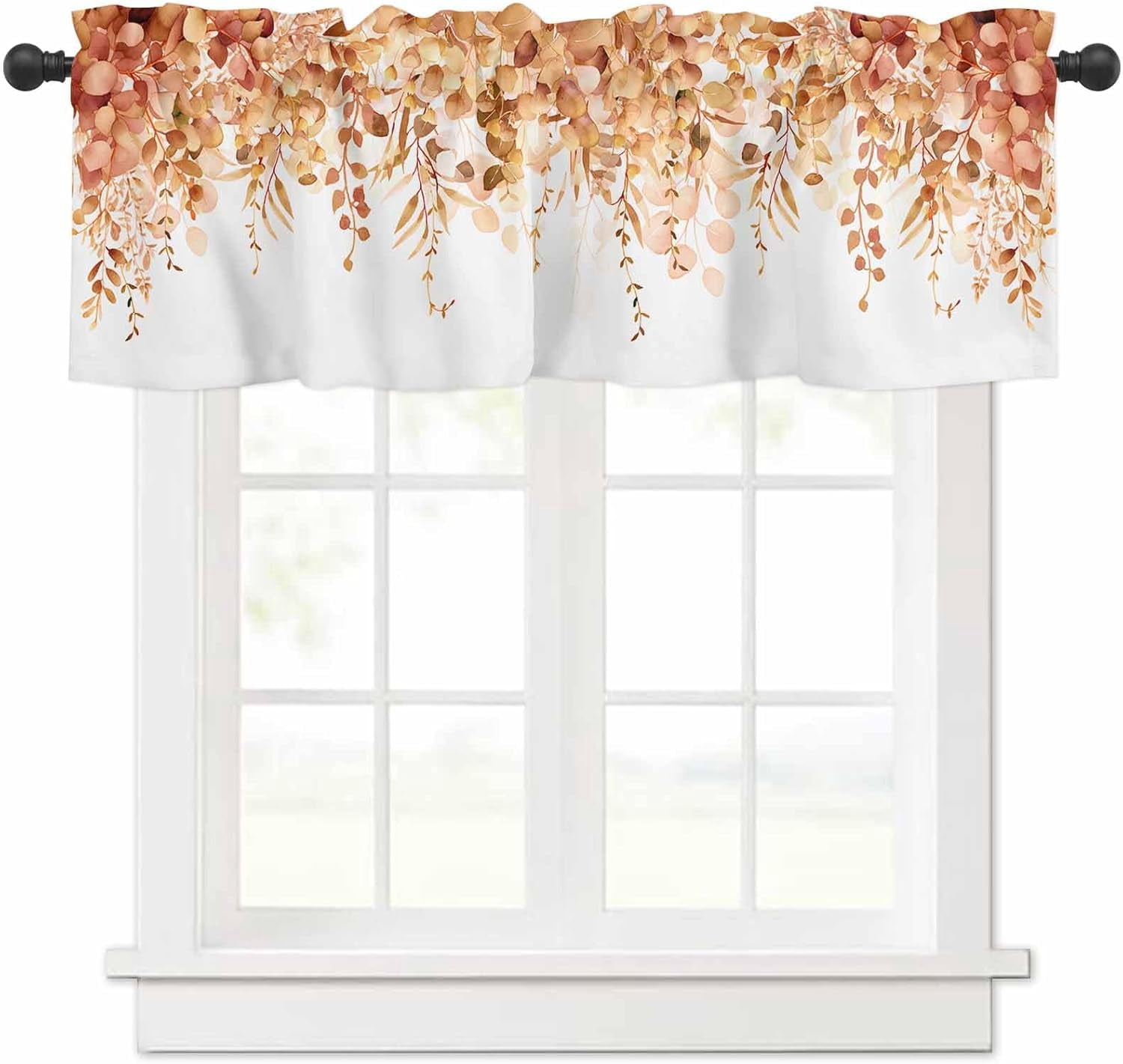 Aloha Tiki Pattern Short Curtain With Valance – 54x18 Inch, Peach Skin Velvet, Kitchen Bathroom Decor