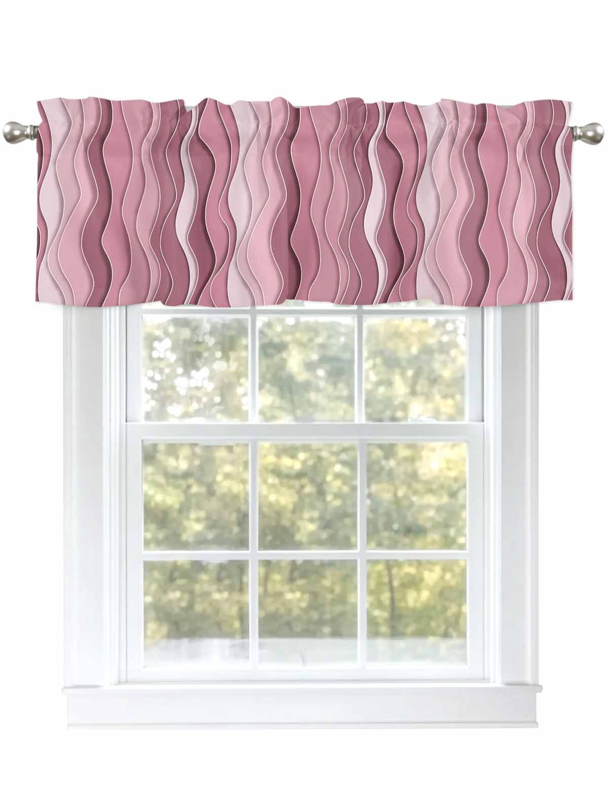 Curtain Valance for Windows Pink Waves Kitchen Curtain Valances ...