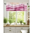 thumbnail image 1 of Curtain Valance for Windows,Summer Beach Gradient Water Ripple Kitchen Valances Rod Pocket Short Curtains,Rose Red Abstract Geometric Window Treatment Panel for Bedroom Bathroom 54"x18", 1 of 7